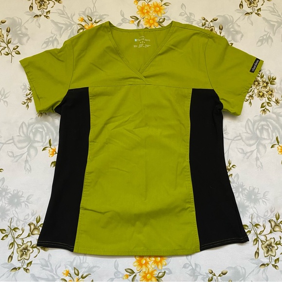Cherokee Tops - Cherokee Size M Green/Black Scrub Top